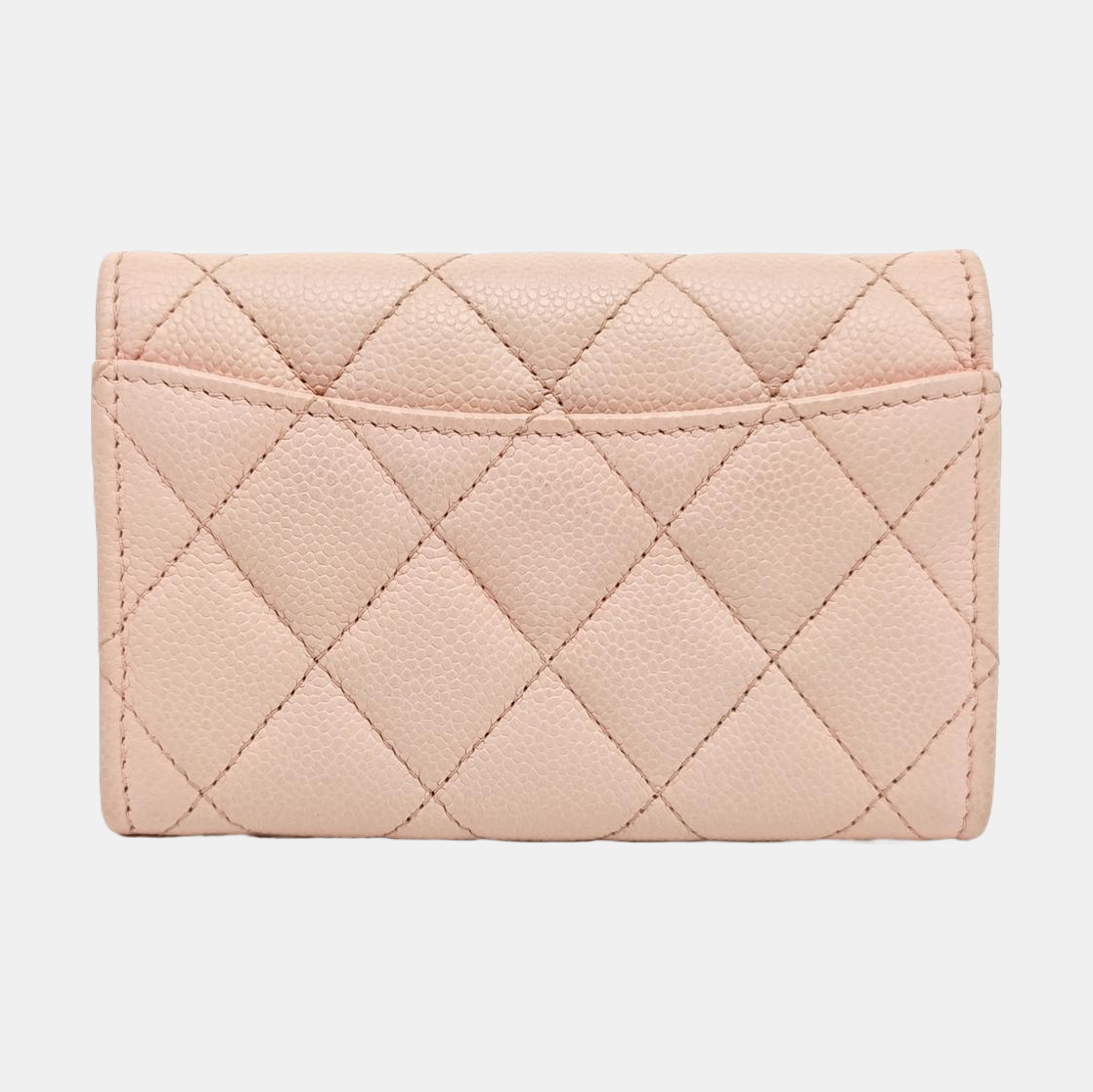 CLASSIC FLAP Quilted Grained Calfskin Pink Card Holder