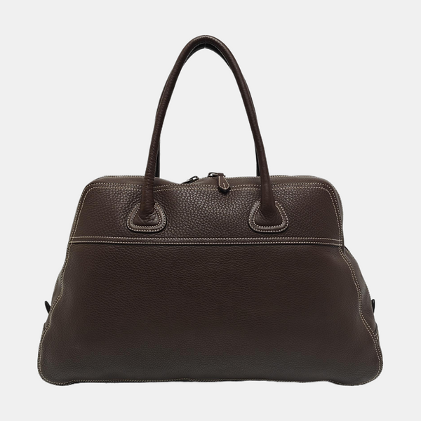 Calfskin Top Handle Bag Brown