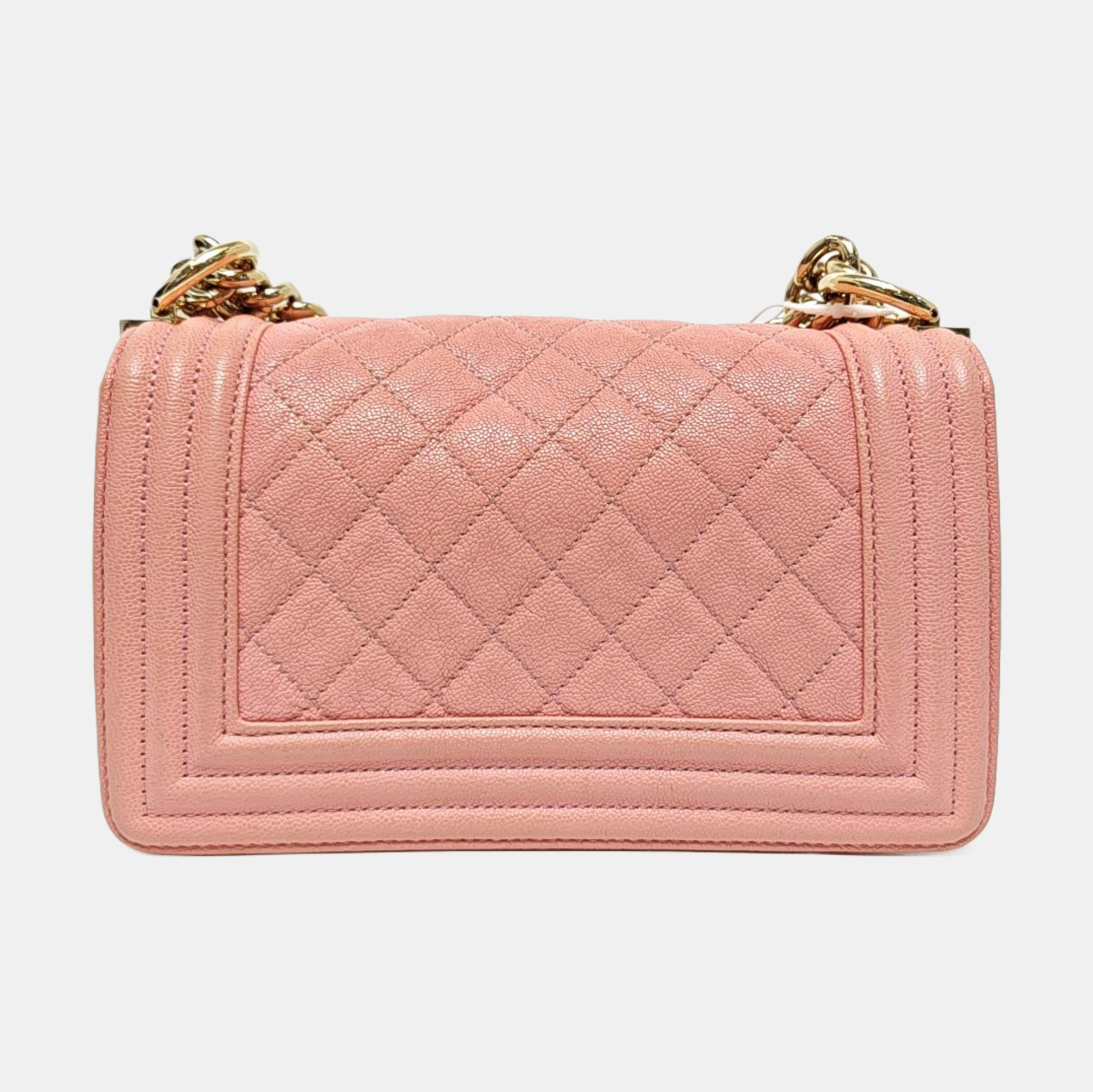 BOY CHANEL Mini Quilted Grained Calfskin Pink