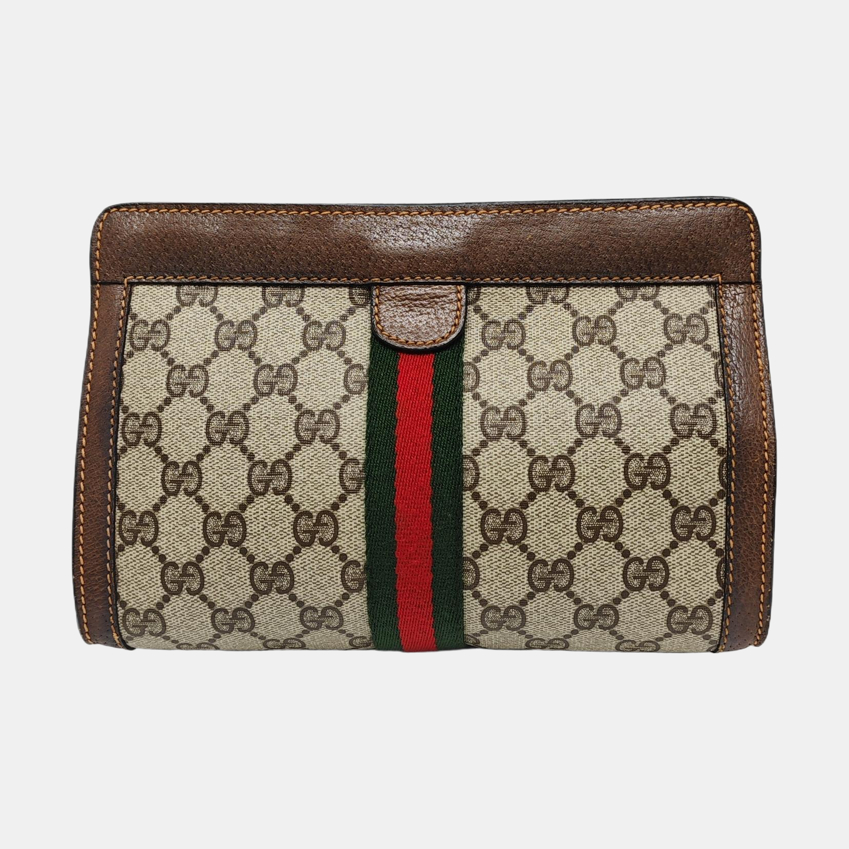 Monogram Coated Canvas Clutch Beige