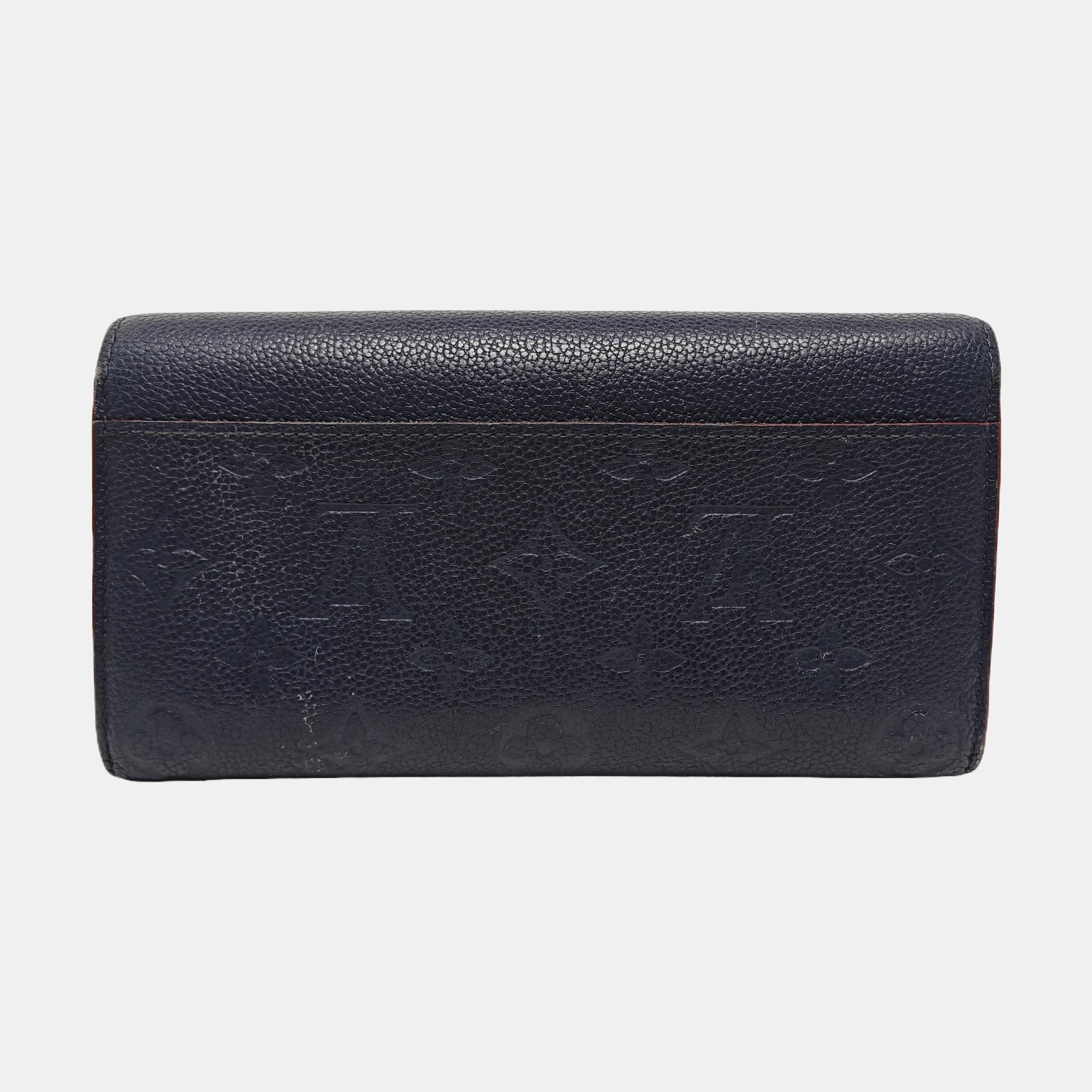 SARAH Monogram Calfskin Blue Wallet