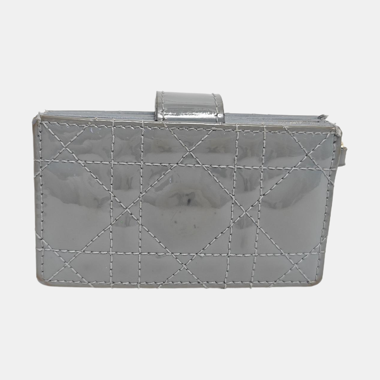Lady Dior Cannage Patent Leather Blue Card Holder
