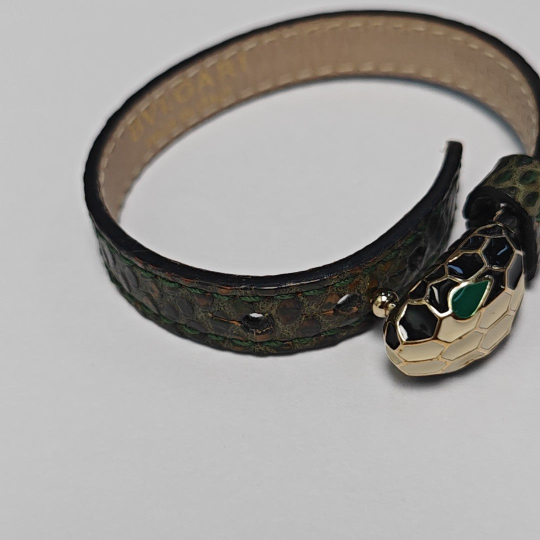 SERPENTI Leather Green Bracelet