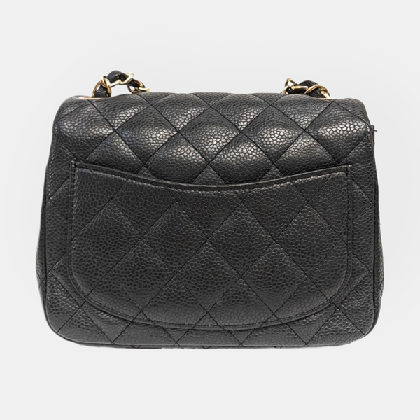 CLASSIC FLAP Mini Quilted Grained Calfskin Black