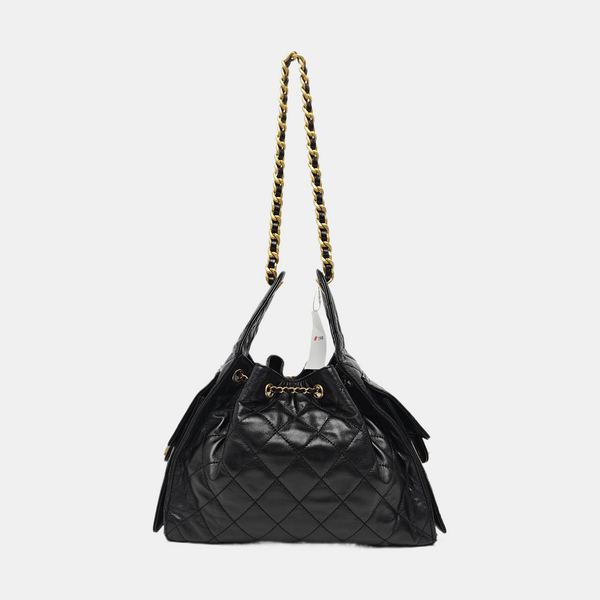 CHANEL 25 Small Quilted Calfskin Black