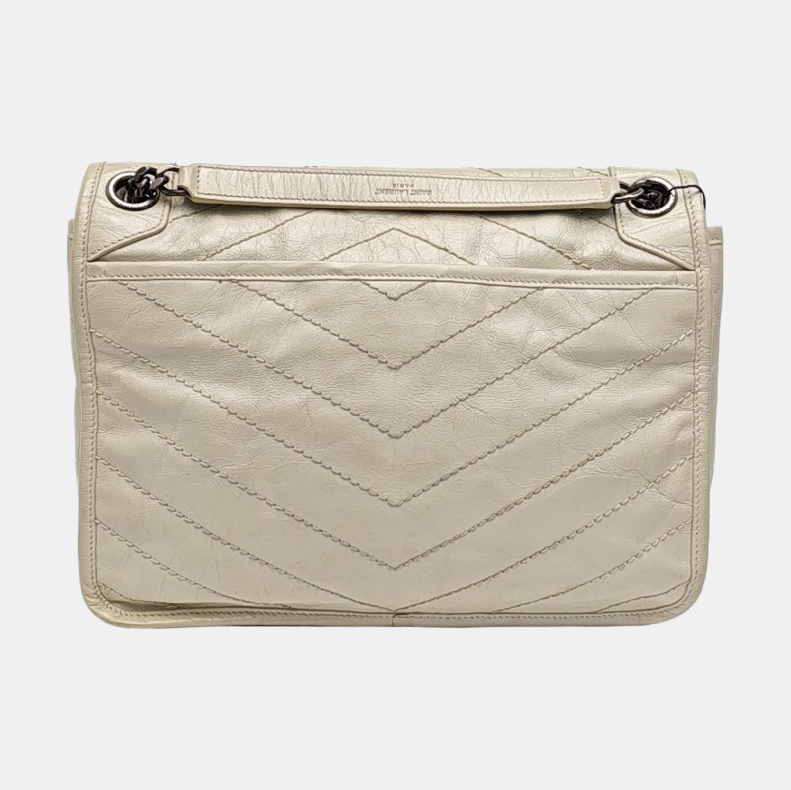 NIKI Medium Chevron Calfskin Beige