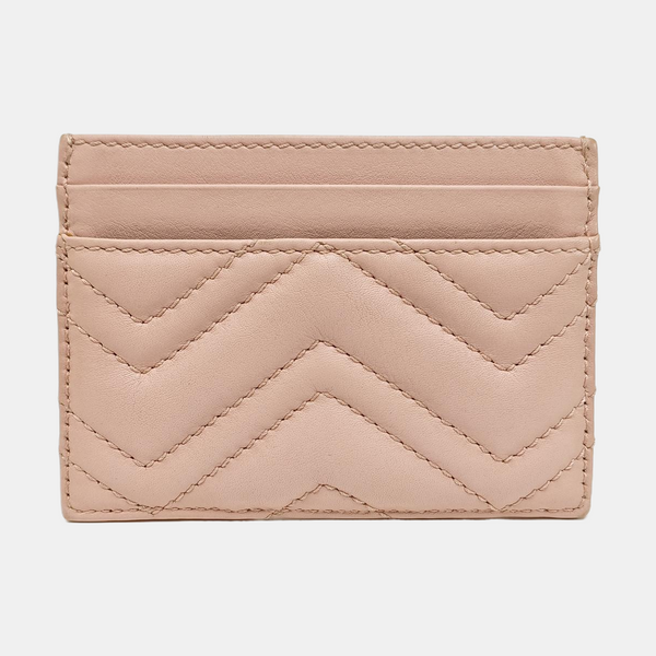 GG Marmont Mini Quilted Leather Pink Card Holder