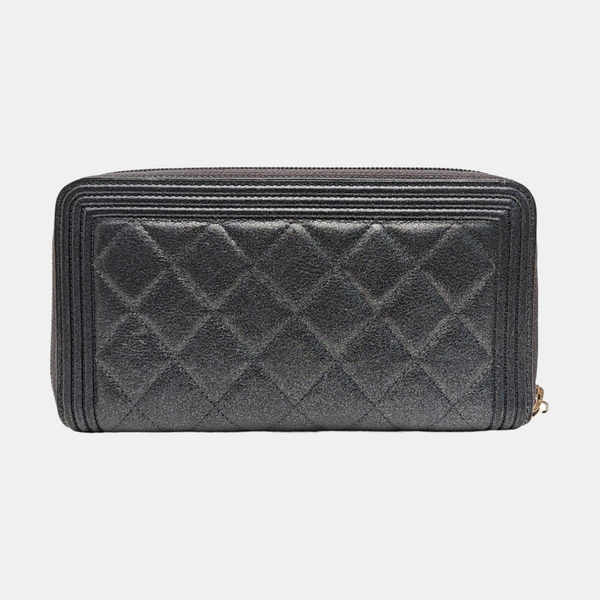 BOY CHANEL Mini Quilted Calfskin Blue Wallet