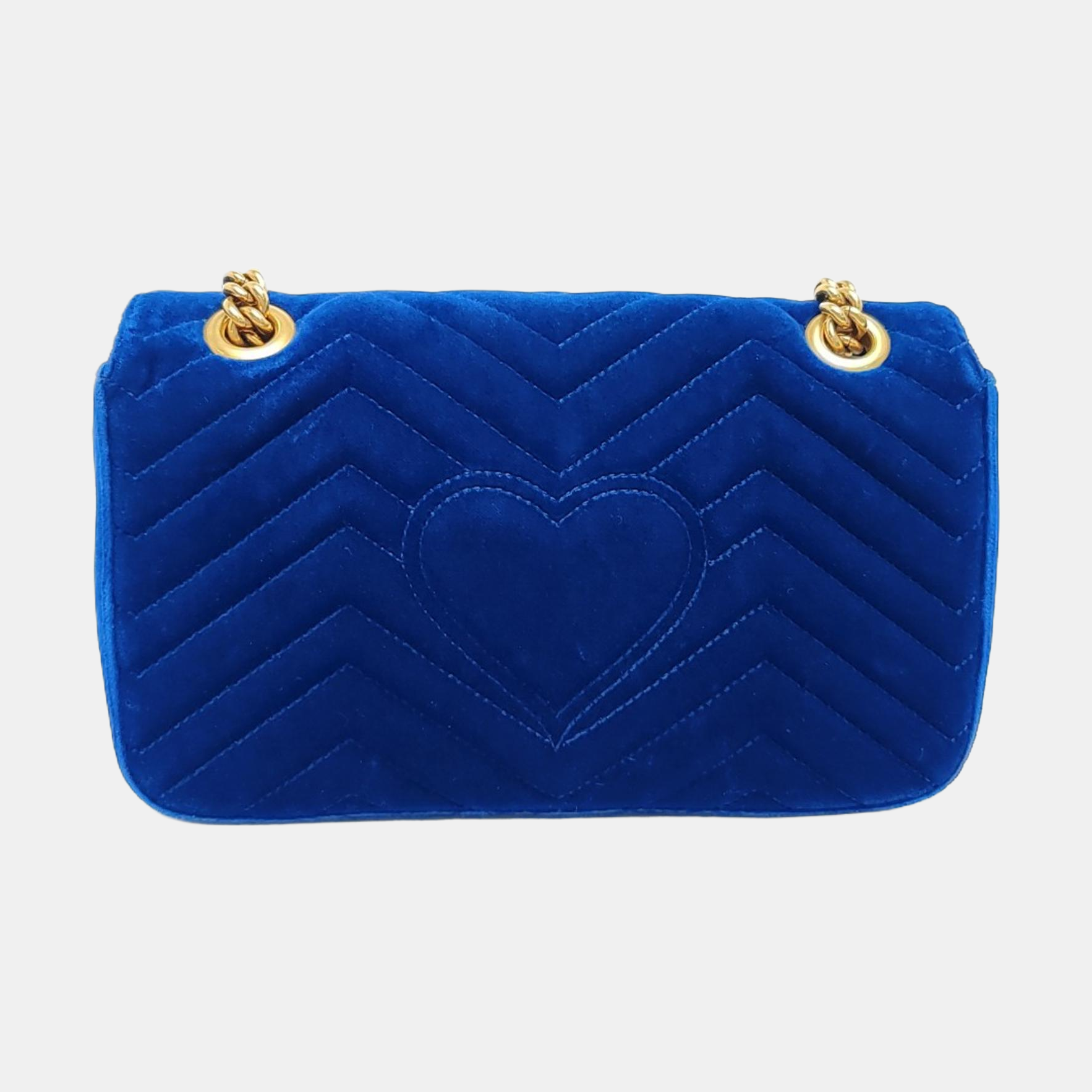 GG Marmont Medium Quilted Velvet Blue