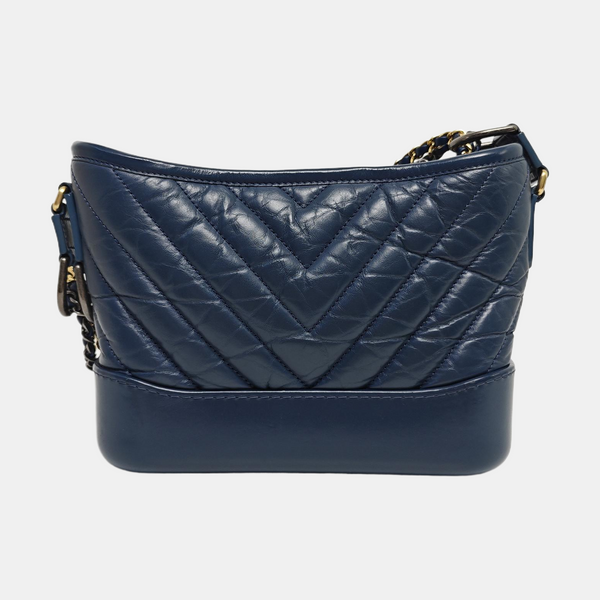 GABRIELLE Small Chevron Calfskin Blue