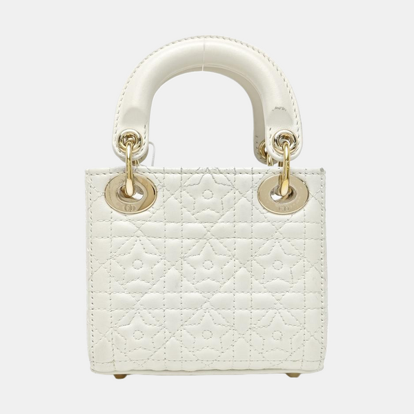 Lady Dior Super Mini Quilted Lambskin White