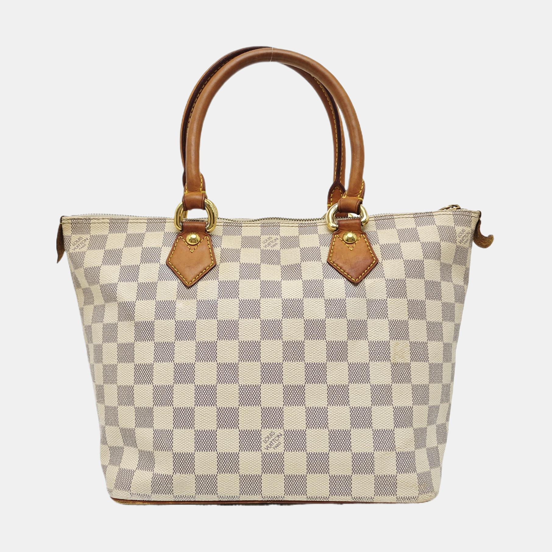 SALEYA PM Damier Azur Coated Canvas White