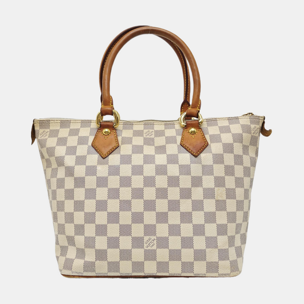 SALEYA PM Damier Azur Coated Canvas White