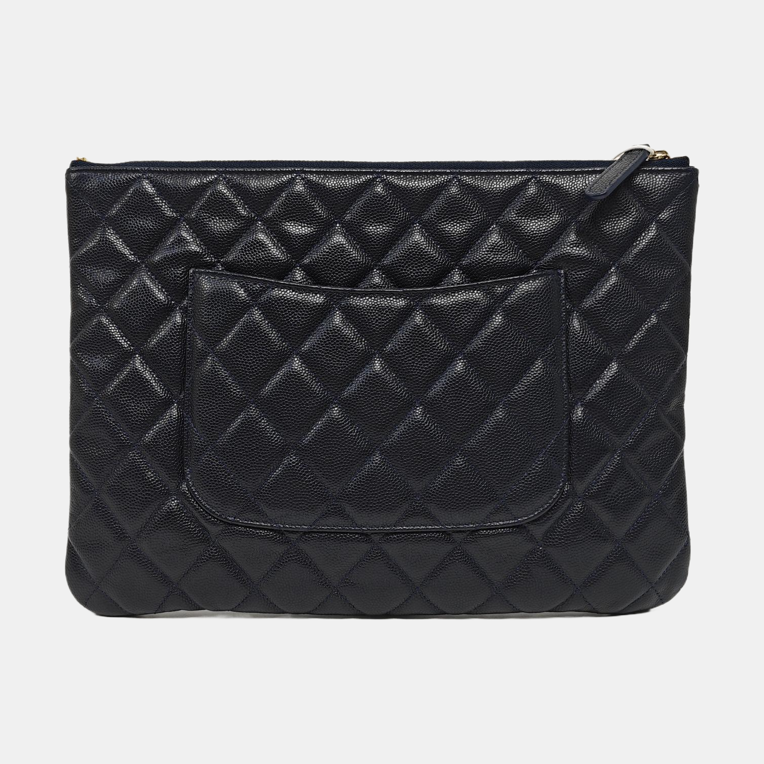 Quilted Grained Calfskin Clutch Blue