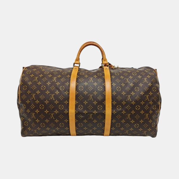 KEEPALL 60 Monogram Coated Canvas Brown