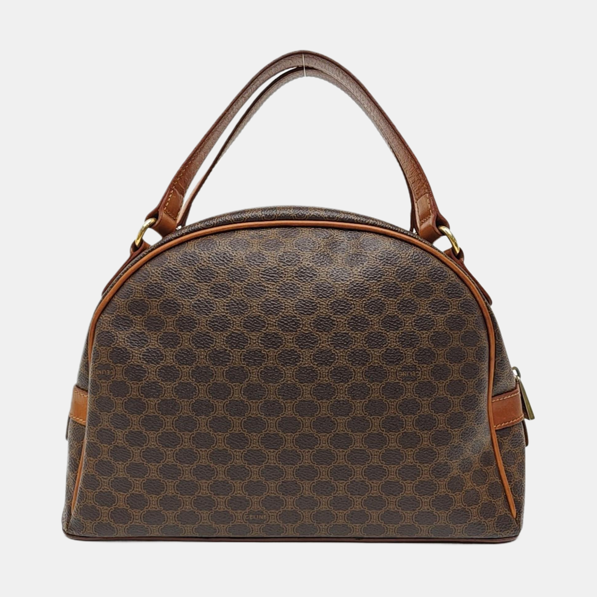 Coated Canvas Top Handle Bag Brown