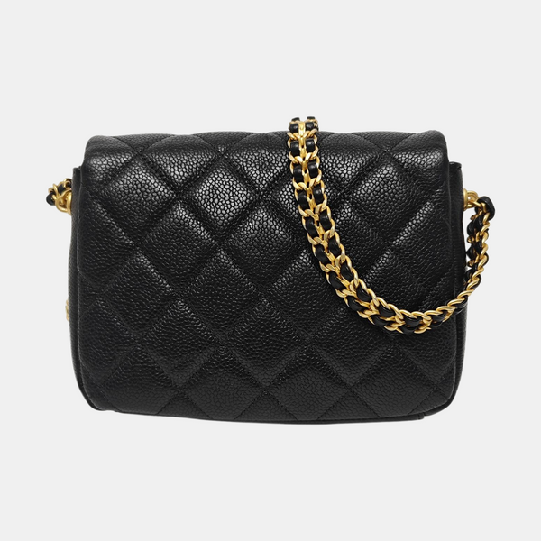 CLASSIC FLAP Mini Quilted Grained Calfskin Black