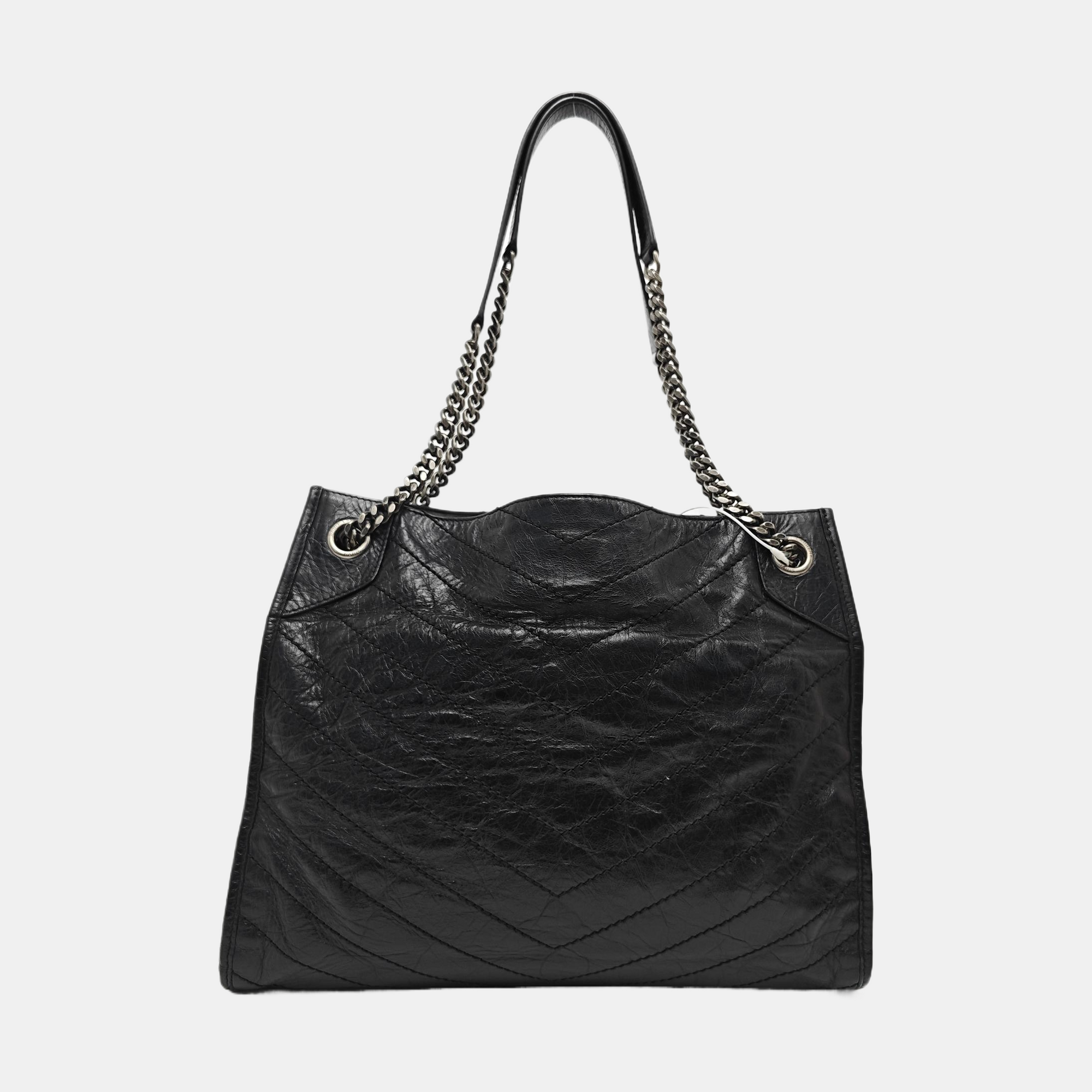 NIKI Medium Chevron Calfskin Black