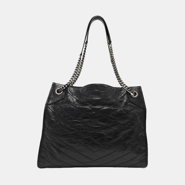 NIKI Medium Chevron Calfskin Black