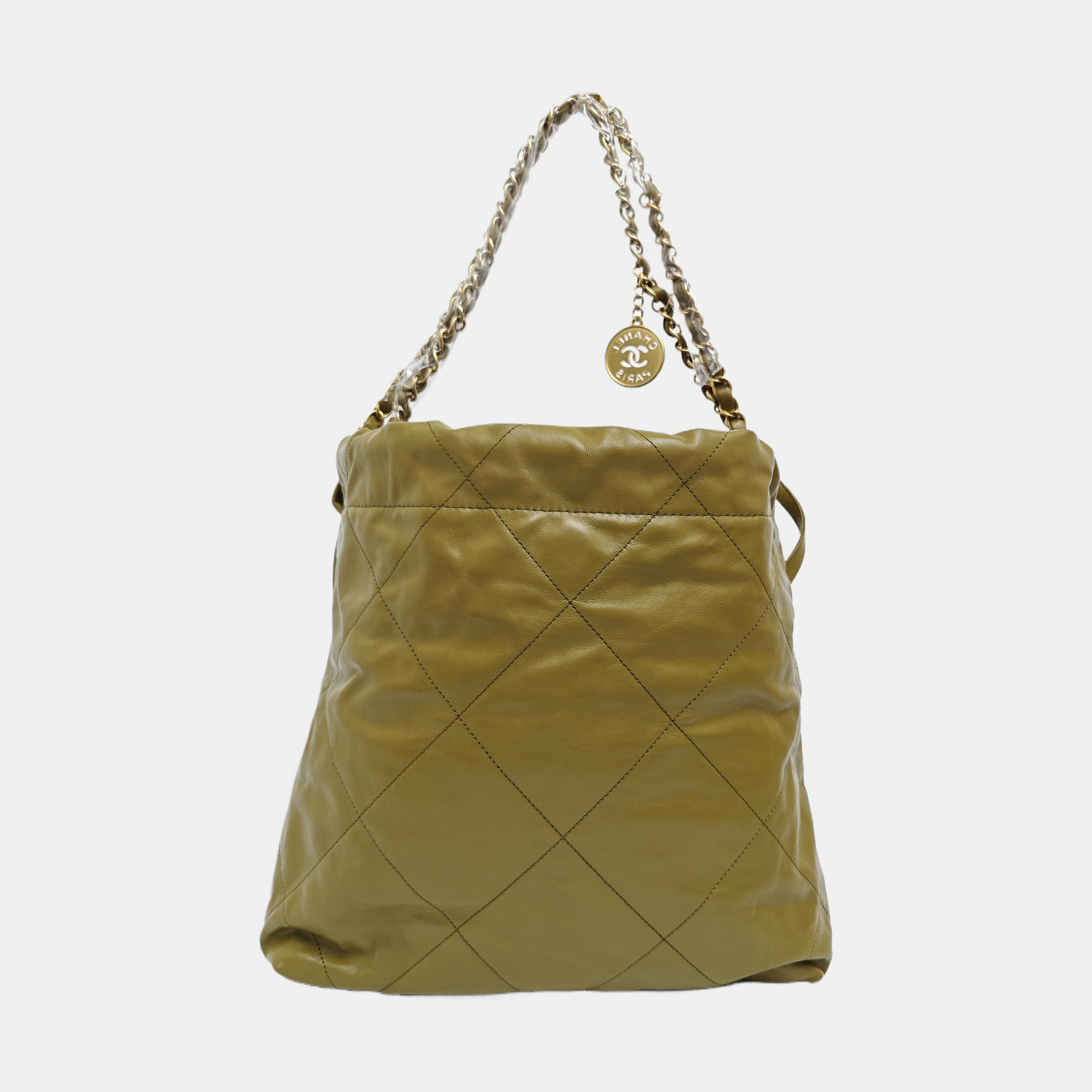 CHANEL 22 Small Quilted Calfskin Green
