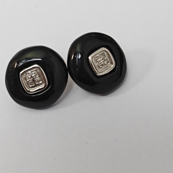 Metal Black Stud Earrings