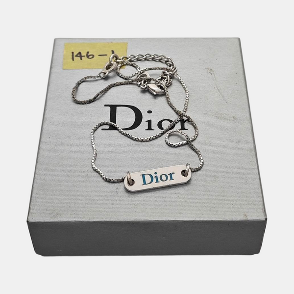 Dog Tag Metal Silver Necklace