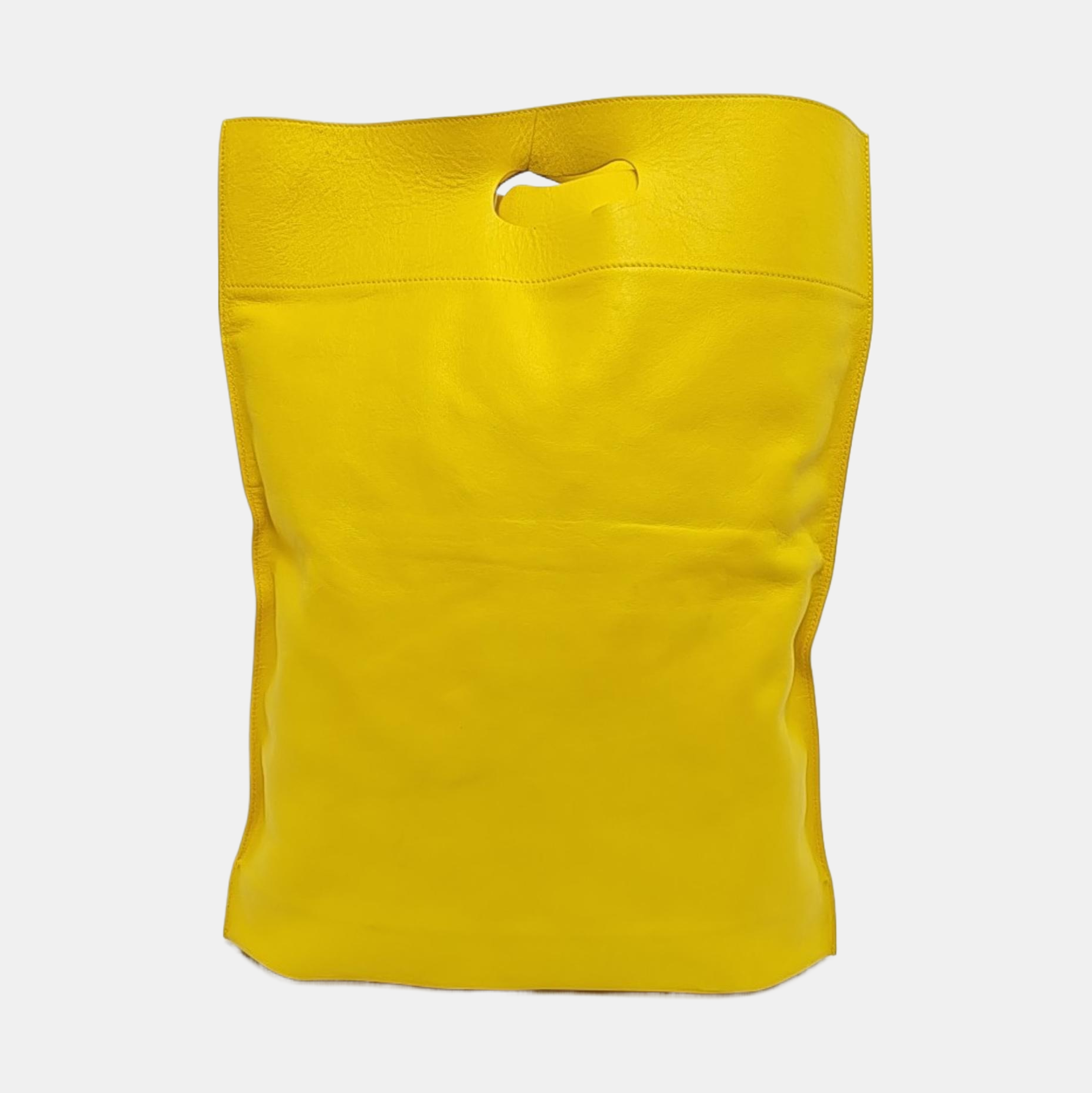 Calfskin Top Handle Bag Medium Yellow