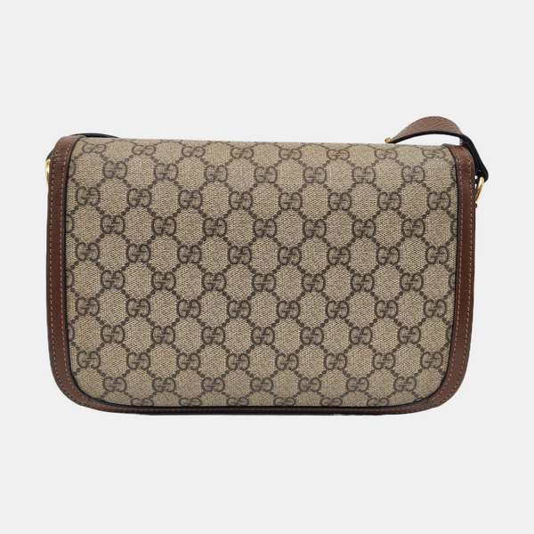 Horsebit 1955 Medium Monogram Coated Canvas Beige