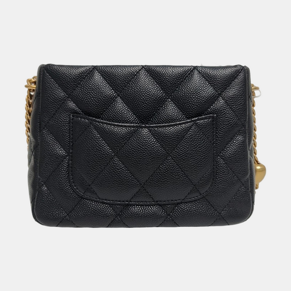 23P Small Quilted Grained Calfskin Black