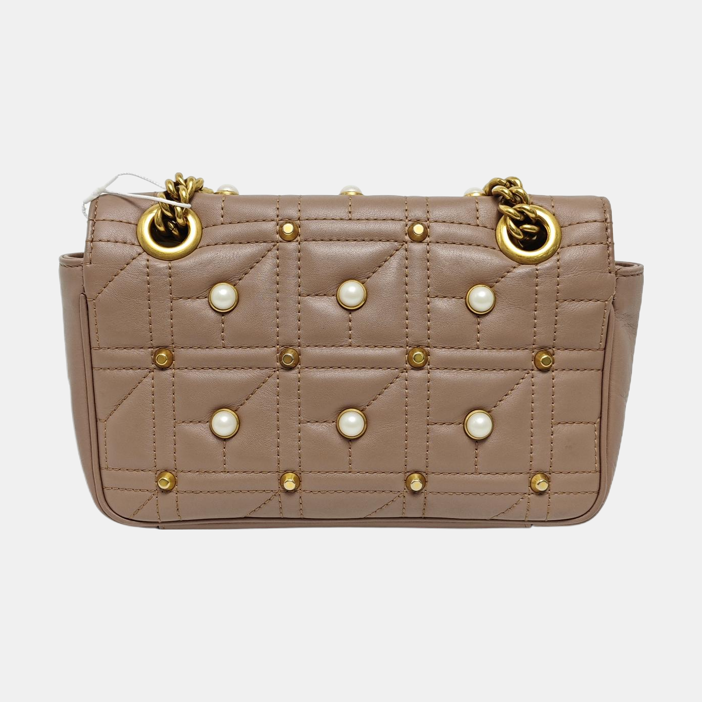 GG Marmont Piel de becerro acolchada pequeña beige