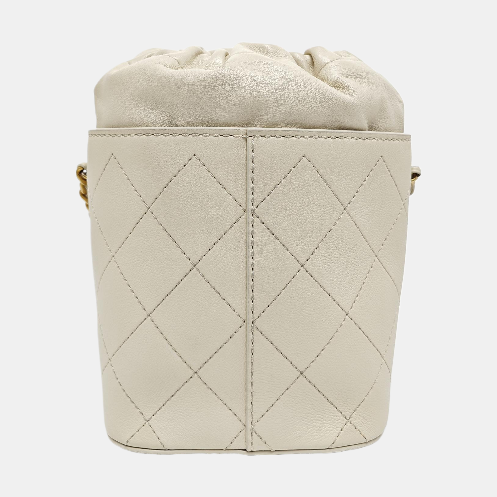 DRAWSTRING Quilted Grained Lambskin Beige