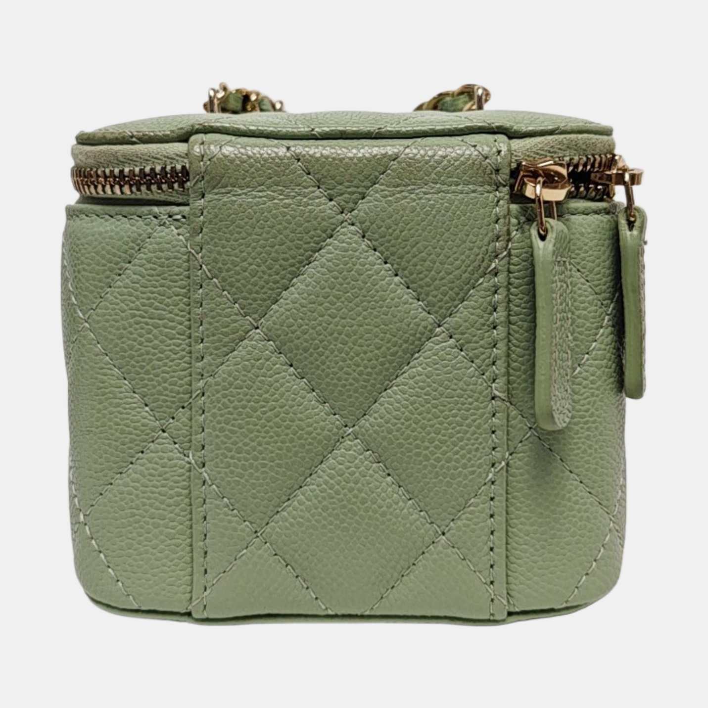 VANITY CASE Mini Quilted Grained Calfskin Green