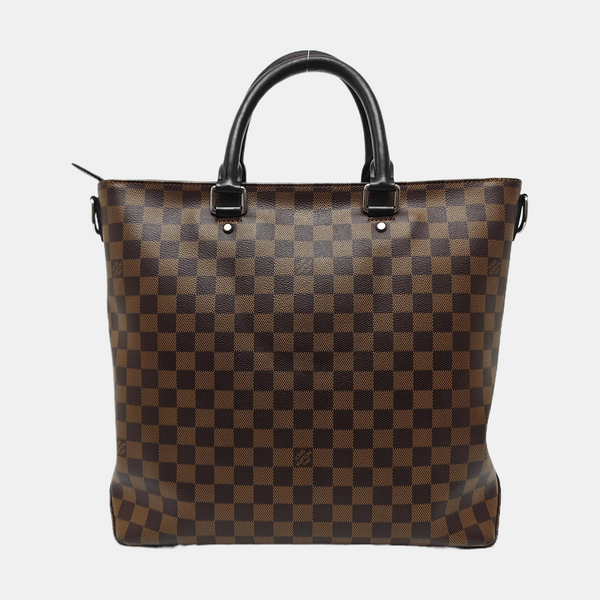 Damier Ebene Coated Canvas Tote Bag Brown