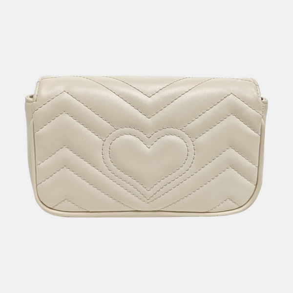 GG Marmont Mini Quilted Calfskin White