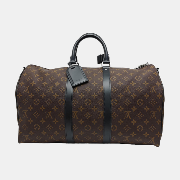 KEEPALL Monogram Coated Canvas Brown