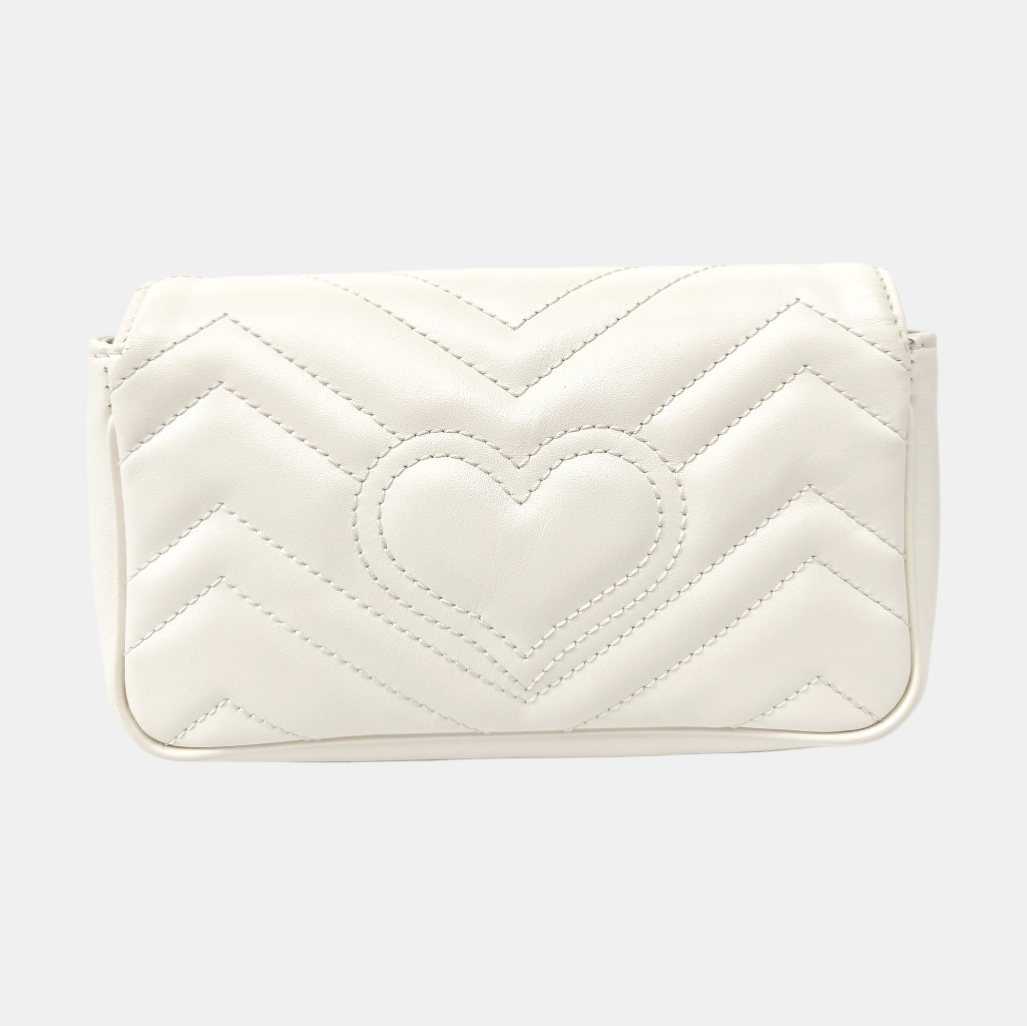 GG Marmont Mini Quilted Calfskin White