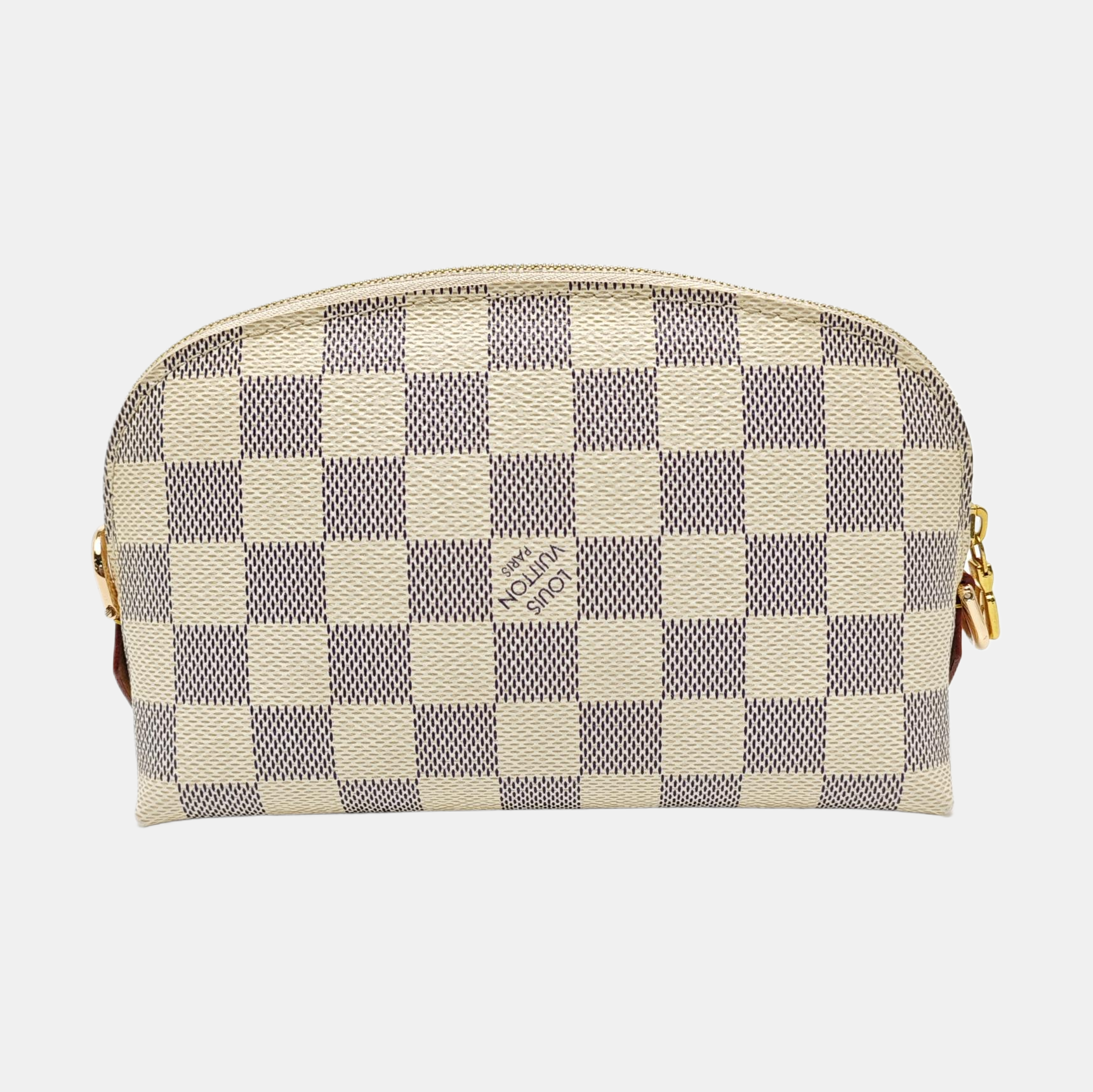 COSMETIC PM Damier Azur Coated Canvas White