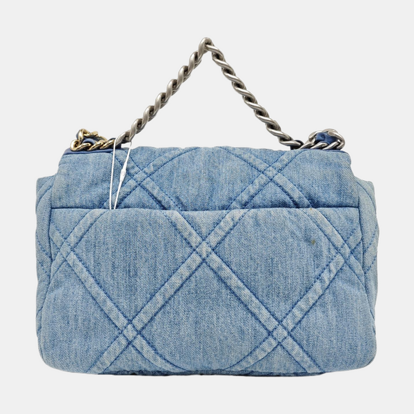CHANEL 19 Small Quilted Canvas Blue