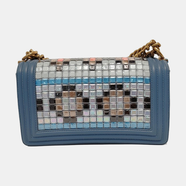 Authenticated pre-owned  BOY CHANEL Lambskin Blue - Shoulder Bag at Looply
