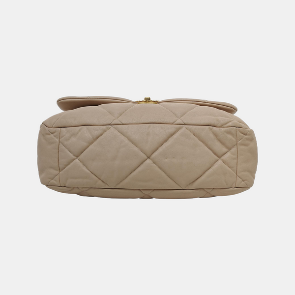 CHANEL 19 Maxi Quilted Lambskin Beige