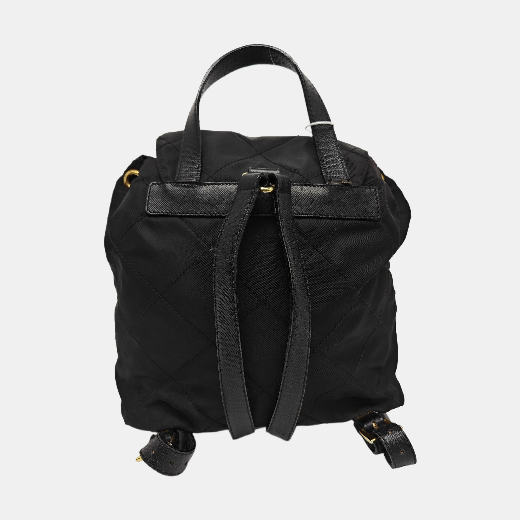 Quilted Nylon Backpack Black