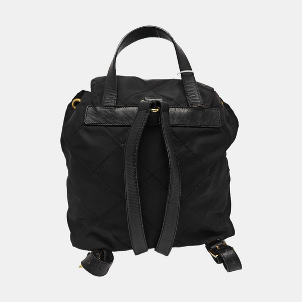 Quilted Nylon Backpack Black
