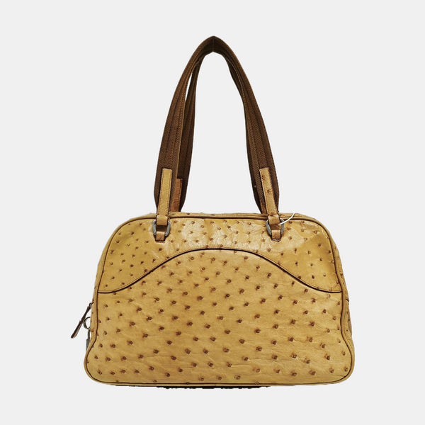Bolso de mano de avestruz amarillo