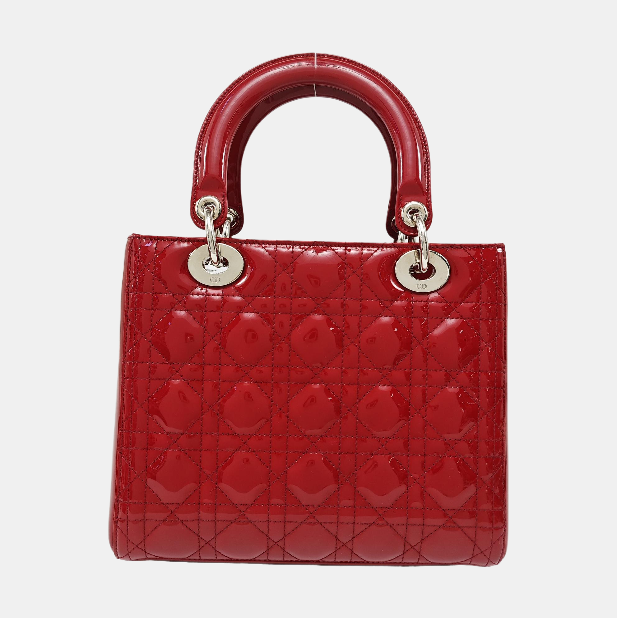 Lady Dior Medium Cannage Patent Leather Red