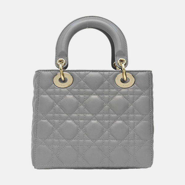 Lady Dior Small Cannage Lambskin Gray