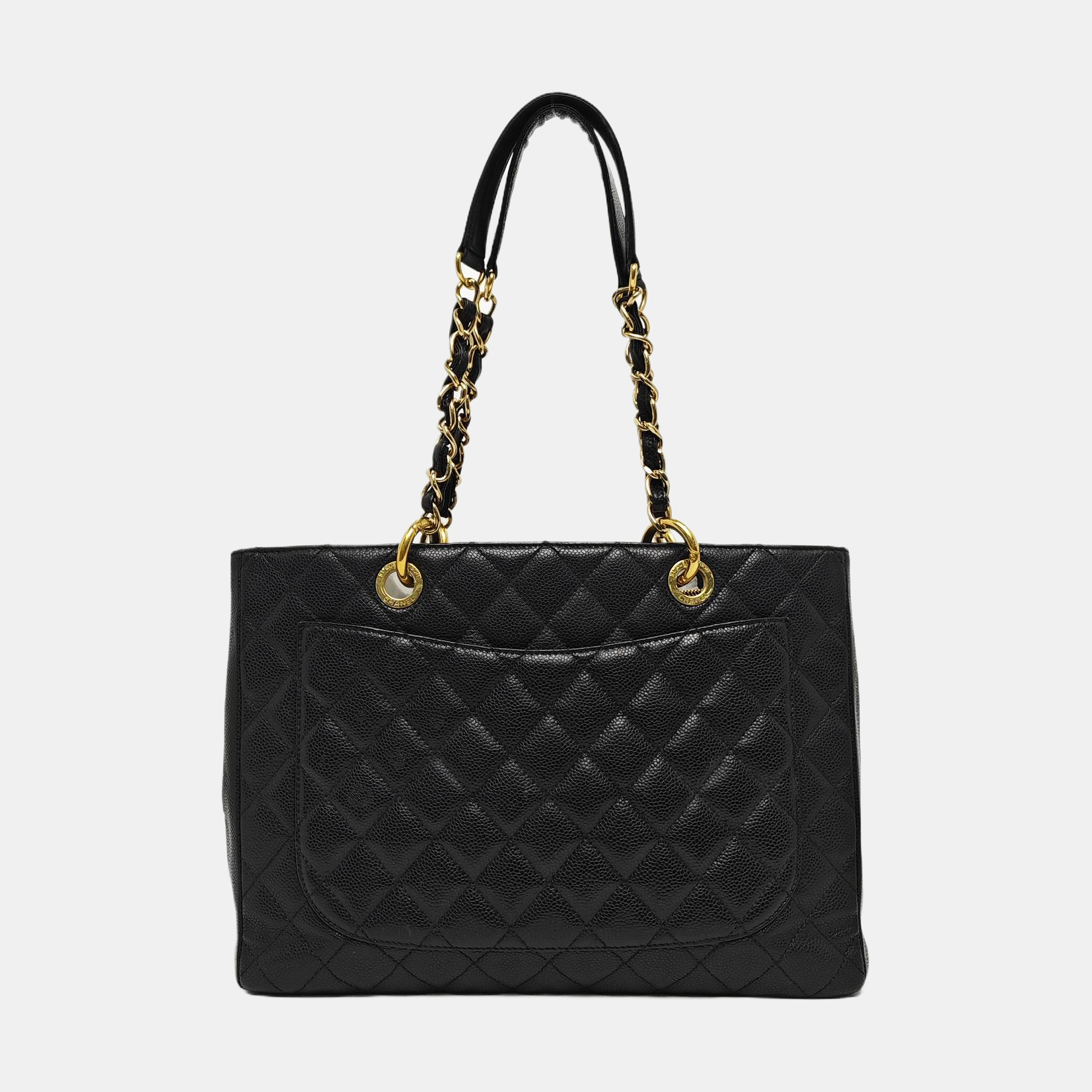 Chanel GST Large en Piel de Becerro Granulada Acolchada Negra