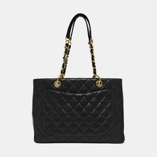 Chanel GST Large en Piel de Becerro Granulada Acolchada Negra