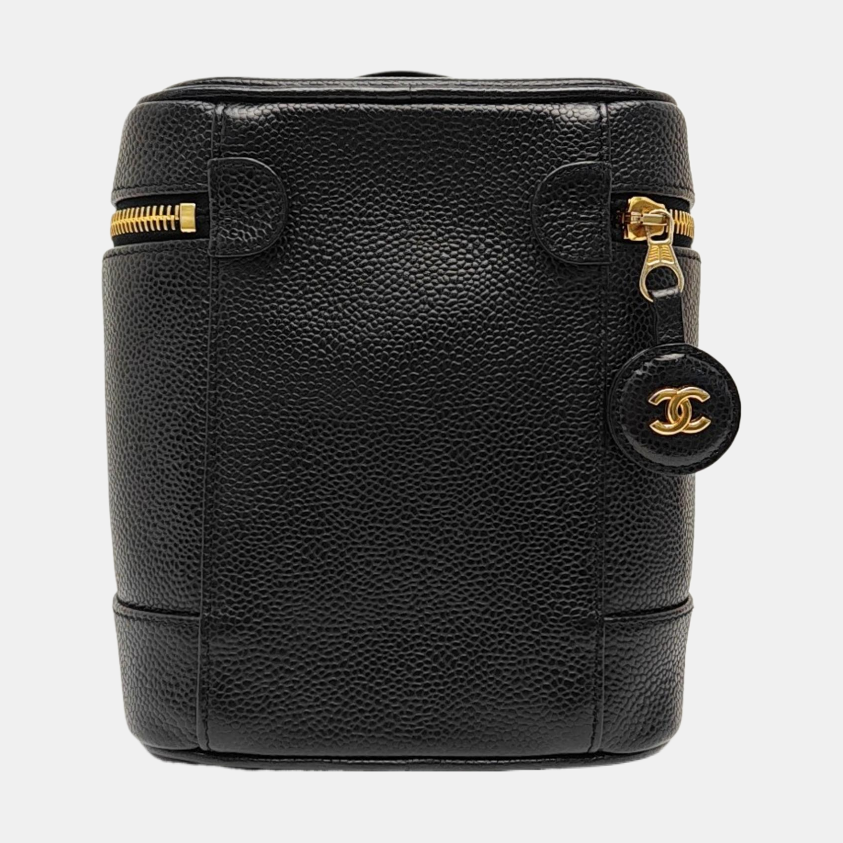 VINTAGE COSMETIC BAGS Grained Calfskin Black