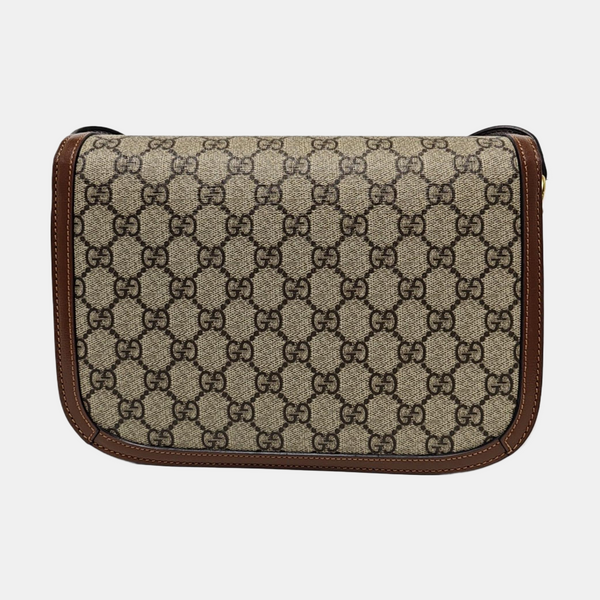 Horsebit 1955 Medium Monogram Coated Canvas Beige