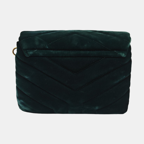 LOULOU Extra Small Chevron Velvet Green